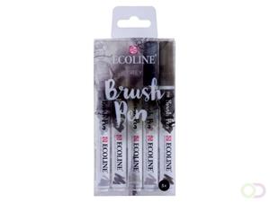 Brushpen  Ecoline set-grijs blister à 5 stuks ass