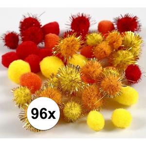 Bellatio 96x knutsel pompons 15-20 mm kleuren