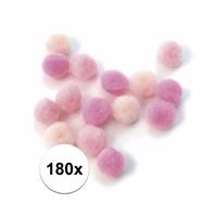 Rayher hobby materialen 180x roze knutsel pompons 15 mm