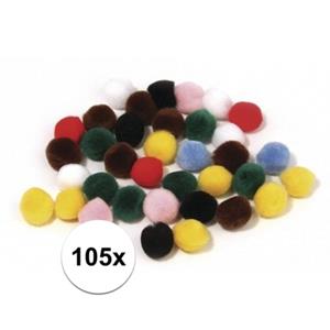 Rayher hobby materialen 105x knutsel pompons 25 mm gekleurd