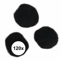 Rayher hobby materialen 120x knutsel pompons15 mm zwart