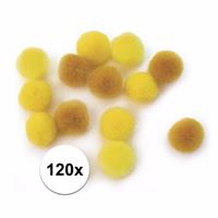 Rayher hobby materialen 120x gele knutsel pompons 15 mm