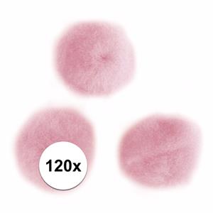 Rayher hobby materialen 120x knutsel pompons15 mm roze