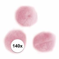 Rayher hobby materialen 140x roze knutsel pompons 7 mm