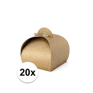 20x Bruine kraft kado doosjes 8,5 cm