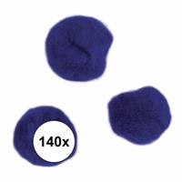 Rayher hobby materialen 140x donkerblauwe knutsel pompons 7 mm