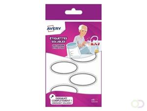 Avery Family ovale oplosbare etiketten, ft 5,5 x 3 cm, ophangbare etui met 18 etiketten