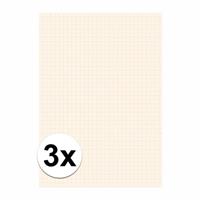 3x Blok millimeter papier A3 Wit