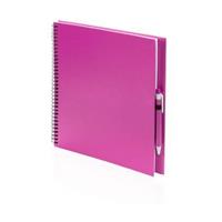 Merkloos Schetsboek/tekenboek roze A4 formaat 80 vellen inclusief pen -