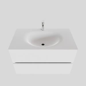 Boss&wessing Badkamermeubel Solid Surface BWS Stockholm 80x46 cm Mat Wit (met 1 kraangat)