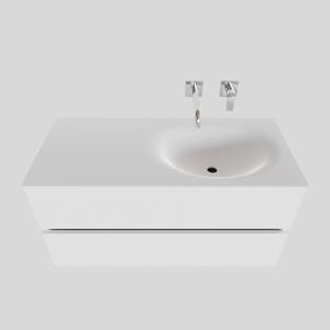 Boss&wessing Badkamermeubel Solid Surface BWS Stockholm 100x46 cm Rechts Mat Wit (zonder kraangat)