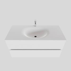Boss&wessing Badkamermeubel Solid Surface BWS Stockholm 100x46 cm Midden Mat Wit (met 1 kraangat)