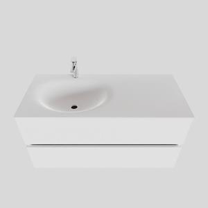 Boss&wessing Badkamermeubel Solid Surface BWS Stockholm 100x46 cm Links Mat Wit (met 1 kraangat)