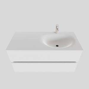 Boss&wessing Badkamermeubel Solid Surface BWS Stockholm 100x46 cm Rechts Mat Wit (met 1 kraangat)