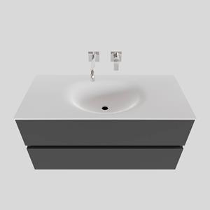 Boss&wessing Badkamermeubel Solid Surface BWS Stockholm 100x46 cm Midden Mat Antraciet (zonder kraangat)
