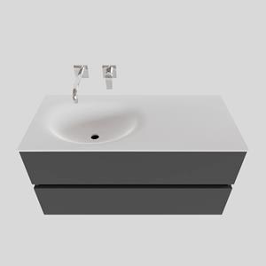Boss&wessing Badkamermeubel Solid Surface BWS Stockholm 100x46 cm Links Mat Antraciet (zonder kraangat)