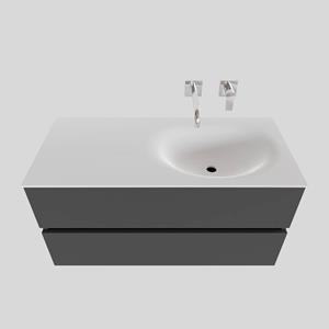 Boss&wessing Badkamermeubel Solid Surface BWS Stockholm 100x46 cm Rechts Mat Antraciet (zonder kraangat)