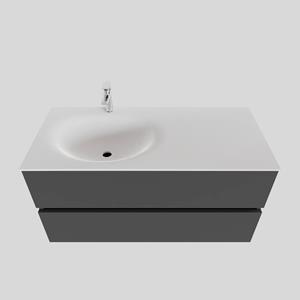 Boss&wessing Badkamermeubel Solid Surface BWS Stockholm 100x46 cm Links Mat Antraciet (met 1 kraangat)