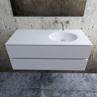 Boss&wessing Badkamermeubel Solid Surface BWS Stockholm 120x46 cm Rechts Mat Wit (zonder kraangat)