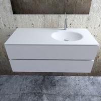 Boss&wessing Badkamermeubel Solid Surface BWS Stockholm 120x46 cm Rechts Mat Wit (met 1 kraangat)