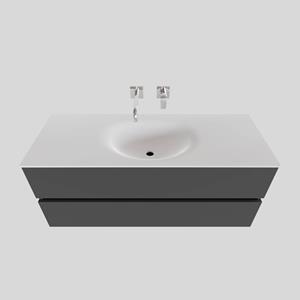 Boss&wessing Badkamermeubel Solid Surface BWS Stockholm 120x46 cm Midden Mat Antraciet (zonder kraangat)