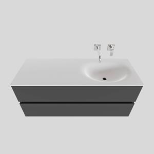 Boss&wessing Badkamermeubel Solid Surface BWS Stockholm 120x46 cm Rechts Mat Antraciet (zonder kraangat)
