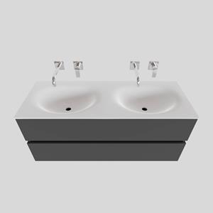 Boss&wessing Badkamermeubel Solid Surface BWS Stockholm 120x46 cm Dubbel Mat Antraciet (zonder kraangaten)