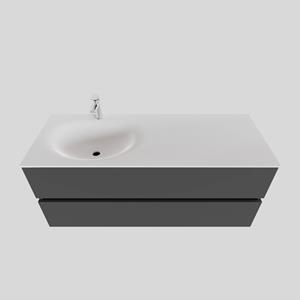 Boss&wessing Badkamermeubel Solid Surface BWS Stockholm 120x46 cm Links Mat Antraciet (met 1 kraangat)