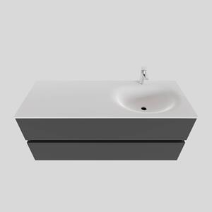 Boss&wessing Badkamermeubel Solid Surface BWS Stockholm 120x46 cm Rechts Mat Antraciet (met 1 kraangat)