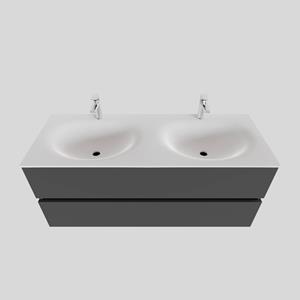 Boss&wessing Badkamermeubel Solid Surface BWS Stockholm 120x46 cm Dubbel Mat Antraciet (met 2 kraangaten)
