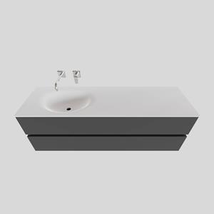 Boss&wessing Badkamermeubel Solid Surface BWS Stockholm 150x46 cm Links Mat Antraciet (zonder kraangat)