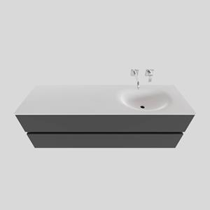 Boss&wessing Badkamermeubel Solid Surface BWS Stockholm 150x46 cm Rechts Mat Antraciet (zonder kraangat)