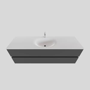 Boss&wessing Badkamermeubel Solid Surface BWS Stockholm 150x46 cm Midden Mat Antraciet (met 1 kraangat)