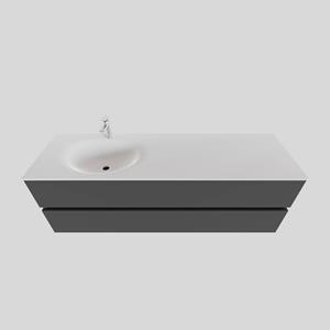 Boss&wessing Badkamermeubel Solid Surface BWS Stockholm 150x46 cm Links Mat Antraciet (met 1 kraangat)