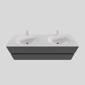 Boss&wessing Badkamermeubel Solid Surface BWS Stockholm 150x46 cm Dubbel Mat Antraciet (met 2 kraangaten)