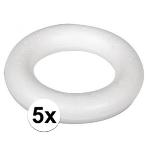 Rayher hobby materialen 5x Piepschuim ringen 15 cm Wit