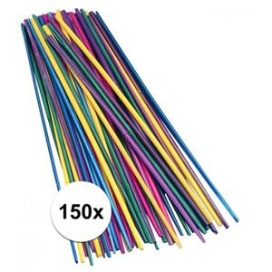 Rayher hobby materialen 150x gekleurde knutselhoutjes stro 22 cm Multi