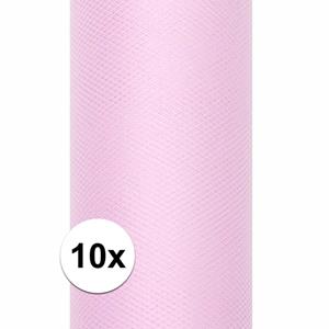 10x rollen tule stof licht roze 0,15 x 9 meter Roze