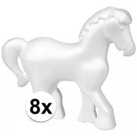 Rayher hobby materialen 8x Piepschuim paarden 15 cm Wit