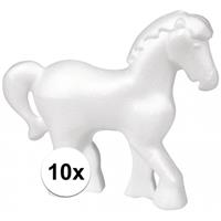 Rayher hobby materialen 10x Piepschuim paarden 15 cm Wit