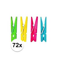 Rayher hobby materialen 72x Houten knijpers gekleurd 4,5 cm Multi