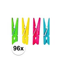 Rayher hobby materialen 96x Houten knijpers gekleurd 4,5 cm Multi