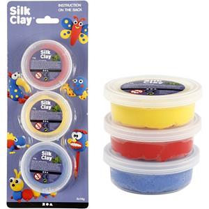 Silk Clay kleiset rood/geel/blauw 14 gram 3 delig