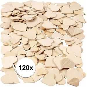 Houten mozaiek hartjes 120 stuks Beige