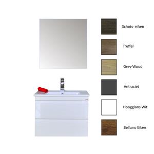 sanicare Badkamermeubelset  Q7 Twee Soft-Close Laden Greeploos 65 cm (alle kleuren, spiegel optioneel)