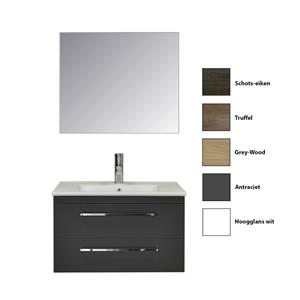 sanicare Badkamermeubelset  Q6 Twee Laden Chromen Greep 80 cm (alle kleuren, spiegel optioneel)