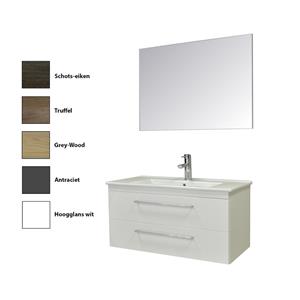 sanicare Badkamermeubelset  Q6 Twee Laden Chromen Greep 100 cm (alle kleuren, spiegel optioneel)