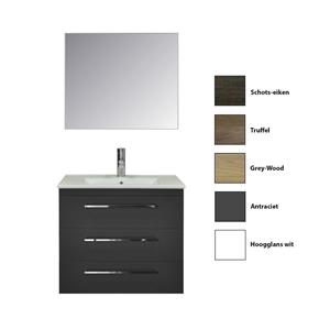 sanicare Badkamermeubelset  Q6 Drie Laden Chromen Greep 80 cm (alle kleuren, spiegel optioneel)