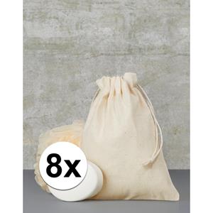 8 x Cadeauzakjes met koord 15 x 20 cm Beige