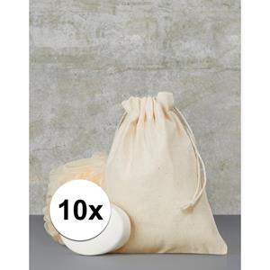 10 x Cadeauzakjes met koord 15 x 20 cm Beige